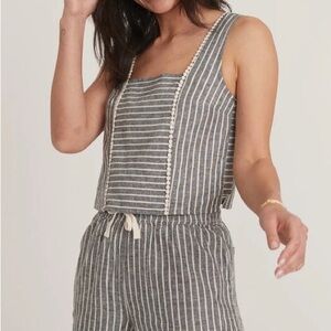 Marine Layer Gray and White Striped Stella Tank Top